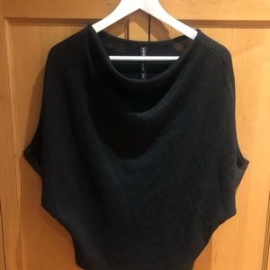 Tana and bee black sweater with leather trim